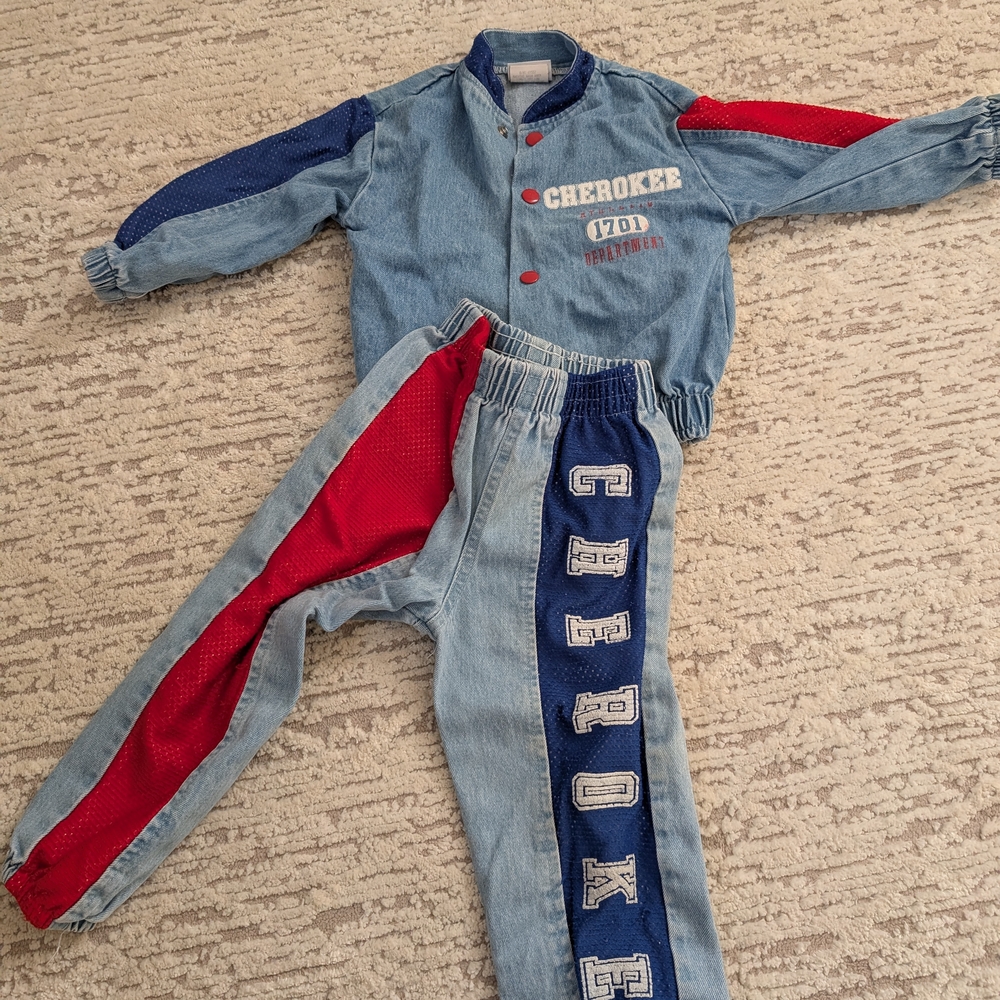 Vtg 90s Cherokee Denim Jacket and Pants Set, Original Owner, Size 3, Boys